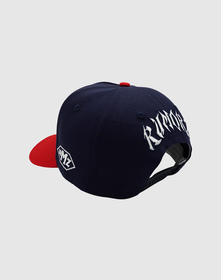 A CLASSIC UPSIDE DOWN RMZ CAP NAVY RED