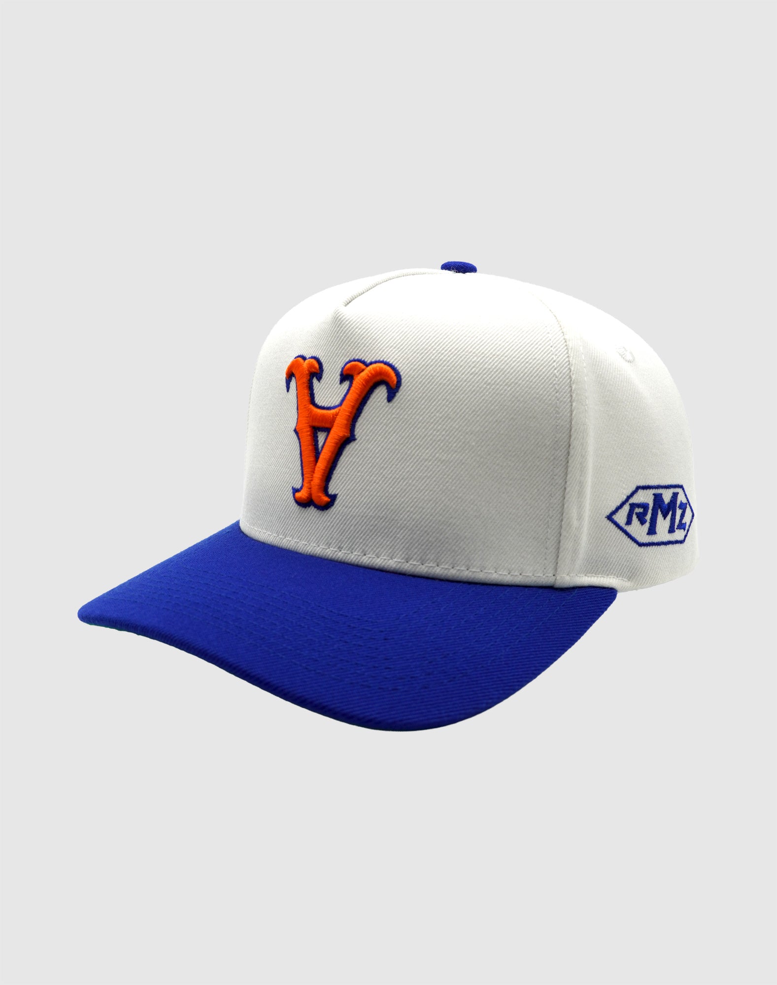 A CLASSIC UPSIDE DOWN RMZ CAP WHITE BLUE-ORANGE