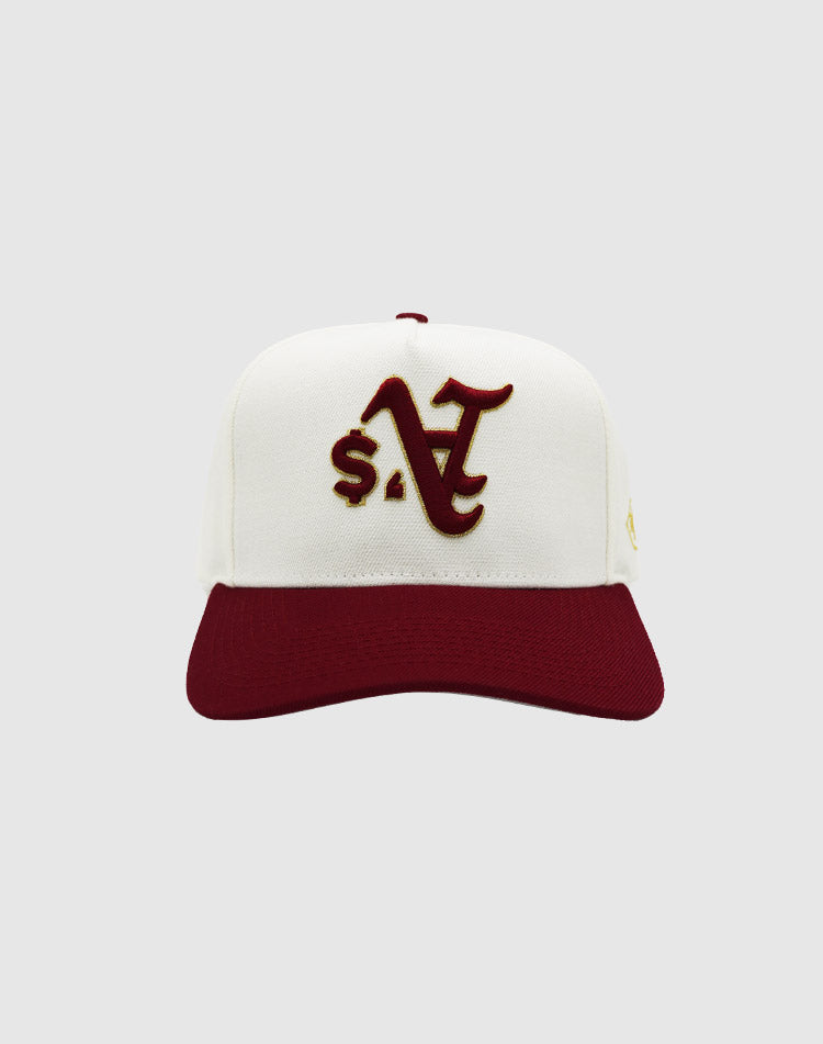 A'$ CLASSIC UPSIDE DOWN RMZ CAP CREAM BURGUNDY