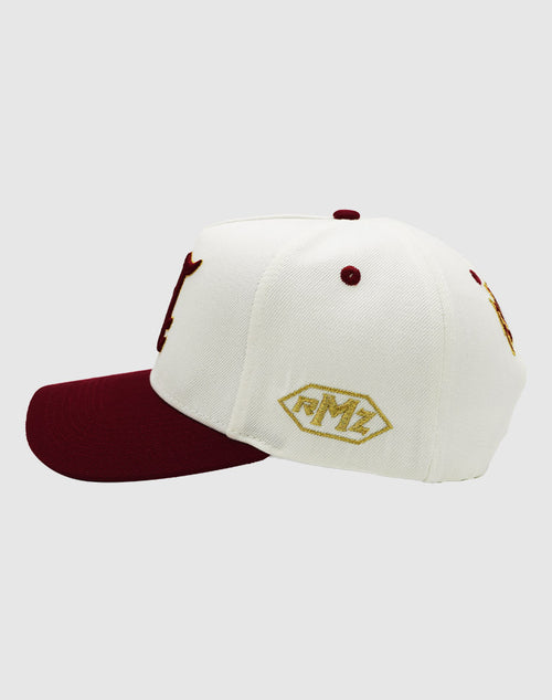 A'$ CLASSIC UPSIDE DOWN RMZ CAP CREAM BURGUNDY