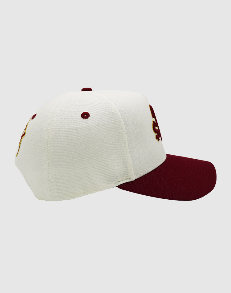 A'$ CLASSIC UPSIDE DOWN RMZ CAP CREAM BURGUNDY