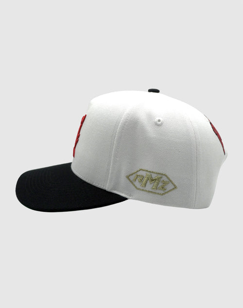 B CLASSIC UPSIDE DOWN RMZ CAP WHITE BLACK-RED