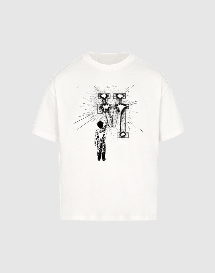 ZRMZ LA SPARK UPSIDE DOWN WHITE TEE