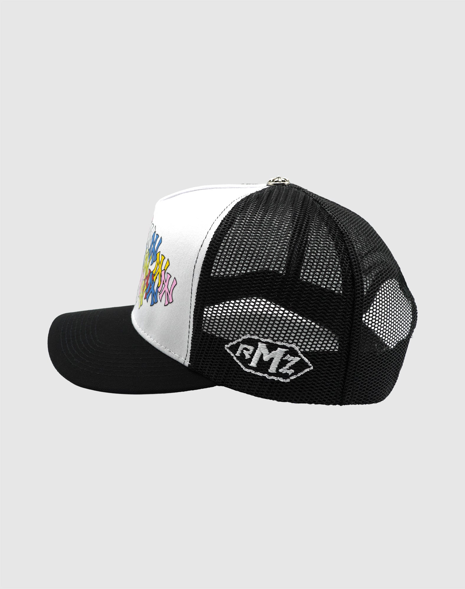 NY CANDY MIX UPSIDE DOWN RMZ TRUCKER CAP BLACK