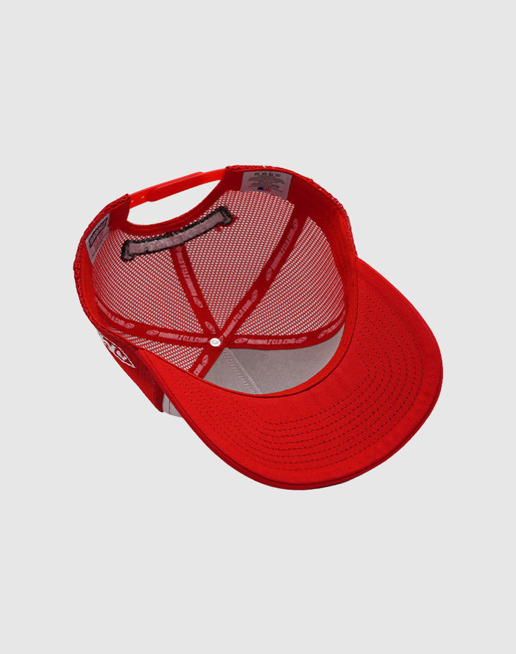 LA TRIPPLE CAMO RED TRUCKER RMZ CAP